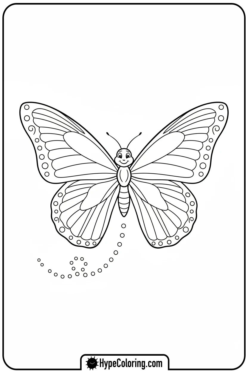 butterfly-flying-forward - butterfly coloring sheet