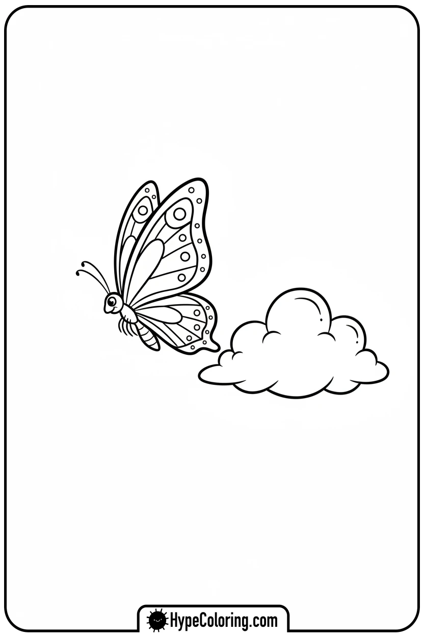 butterfly-flying-sideways - butterfly coloring sheet