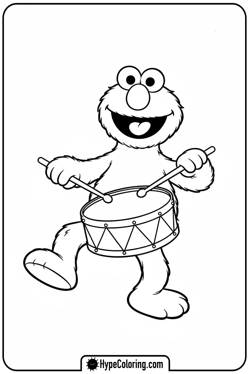 elmo-playing-a-drum - elmo coloring pages