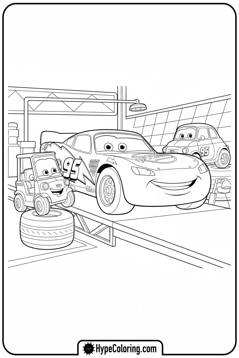 Click to download PDF lightning-mcqueen-pit-stop - cars lightning mcqueen coloring pages