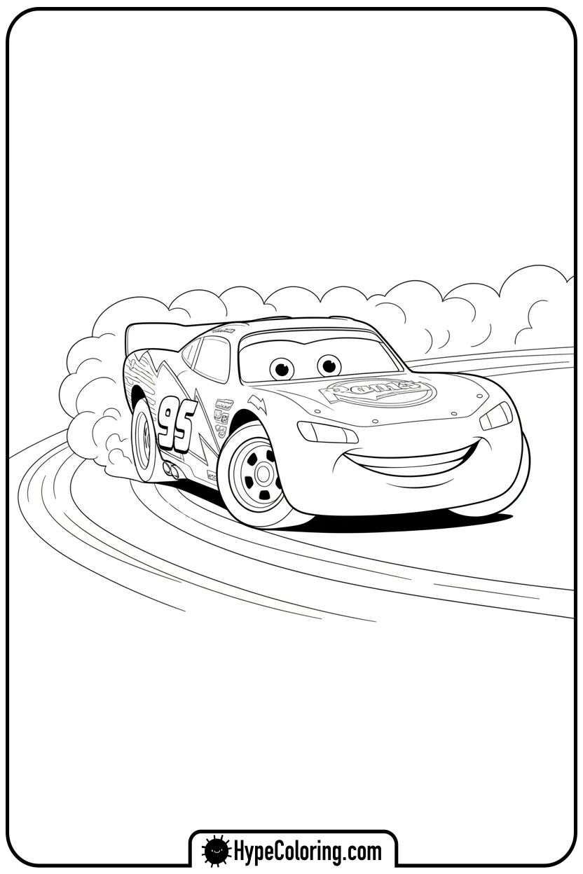 Click to download PDF lightning-mcqueen-drifting - cars lightning mcqueen coloring pages