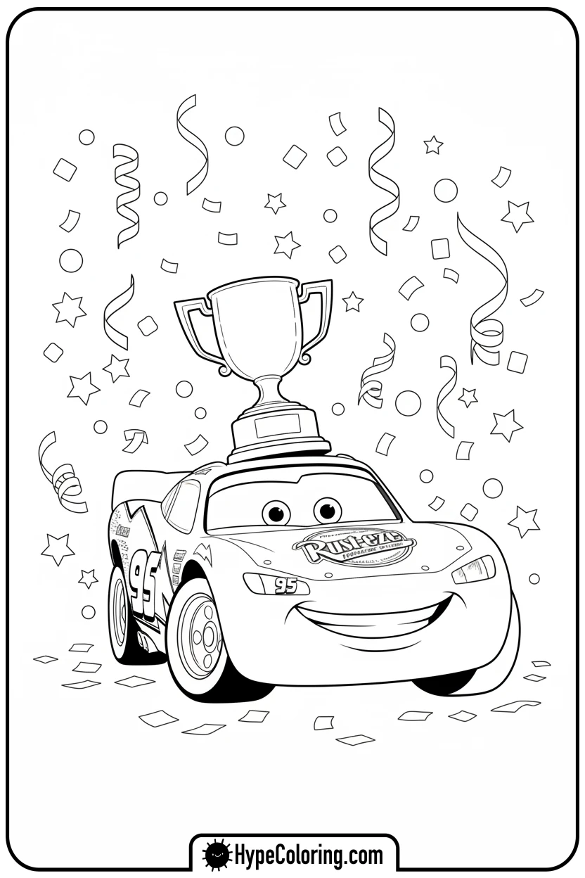 Click to download PDF lightning-mcqueen-with-piston-cup - cars lightning mcqueen coloring pages