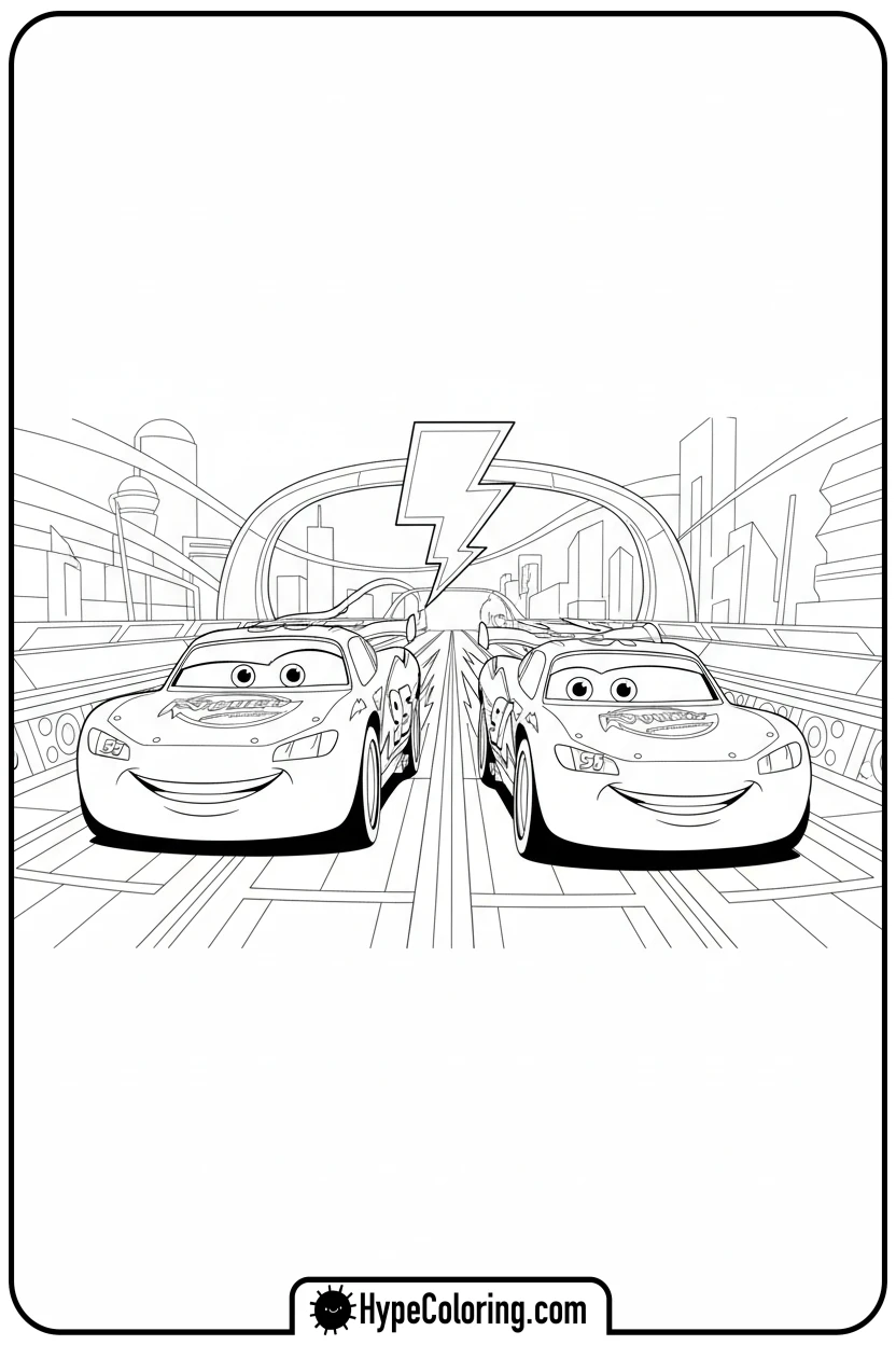 Click to download PDF lightning-mcqueen-and-cruz-racing - cars lightning mcqueen coloring pages