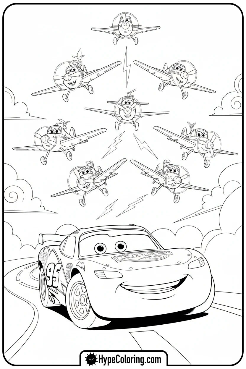 Click to download PDF lightning-mcqueen-looking-up - cars lightning mcqueen coloring pages
