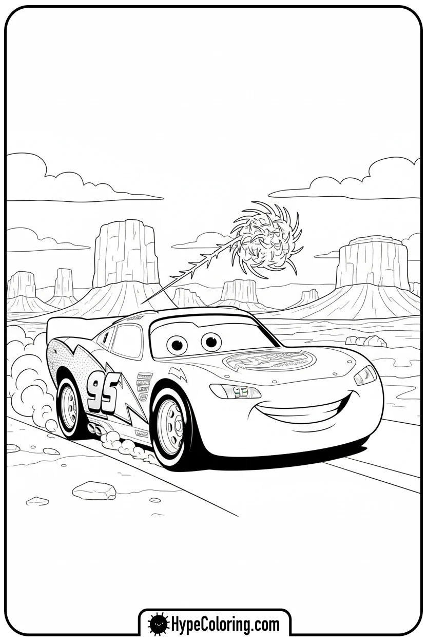 Click to download PDF lightning-mcqueen-in-desert - cars lightning mcqueen coloring pages