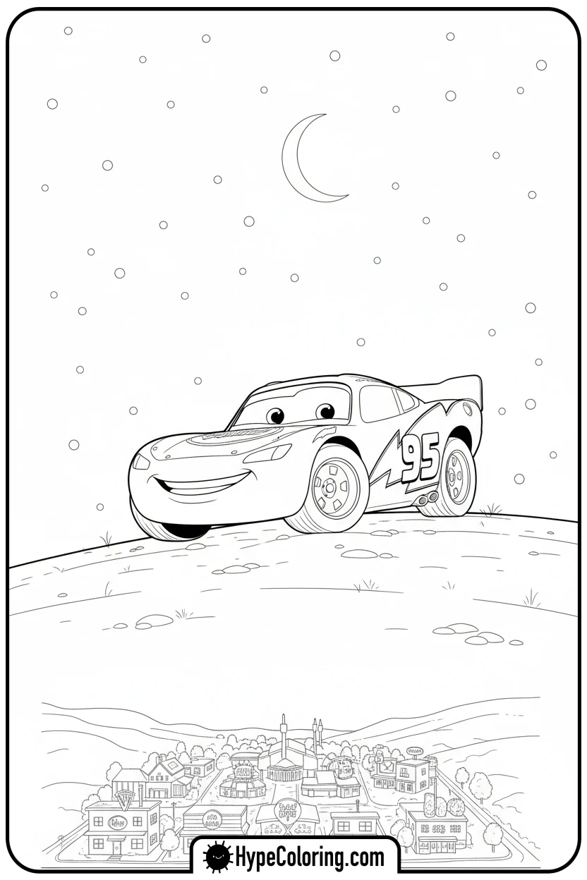 Click to download PDF lightning-mcqueen-star-gazing - cars lightning mcqueen coloring pages