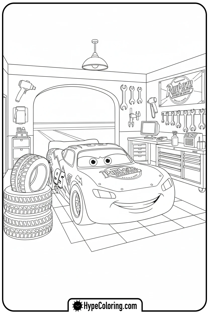 Click to download PDF lightning-mcqueen-ready-to-race - cars lightning mcqueen coloring pages