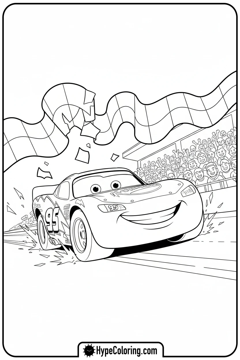 Click to download PDF lightning-mcqueen-crossing-finish-line - cars lightning mcqueen coloring pages