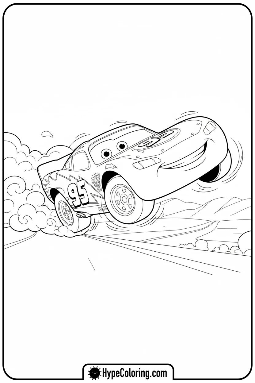 mcqueen-skidding-hard - mcqueen coloring pages