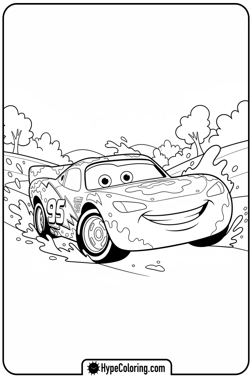 mcqueen-covered-in-mud - mcqueen coloring pages