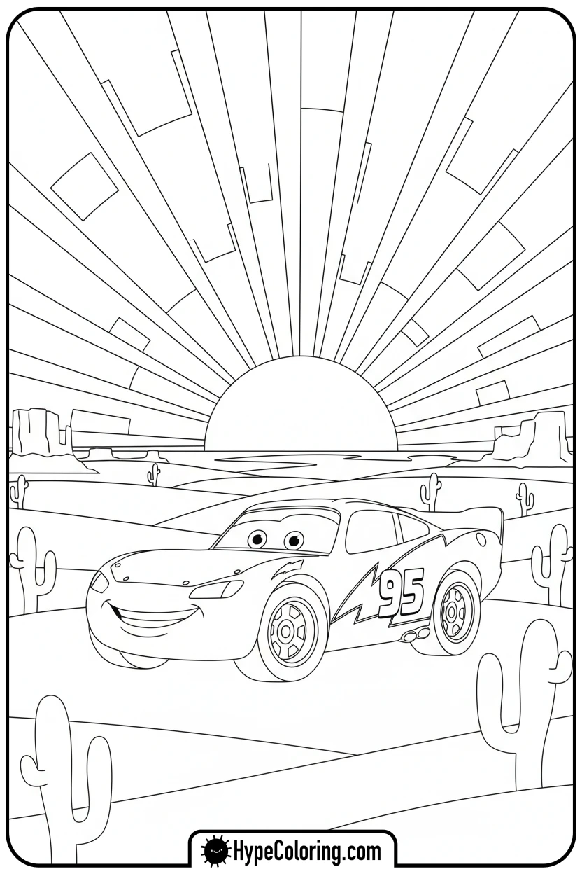 mcqueen-watching-sunset - mcqueen coloring pages