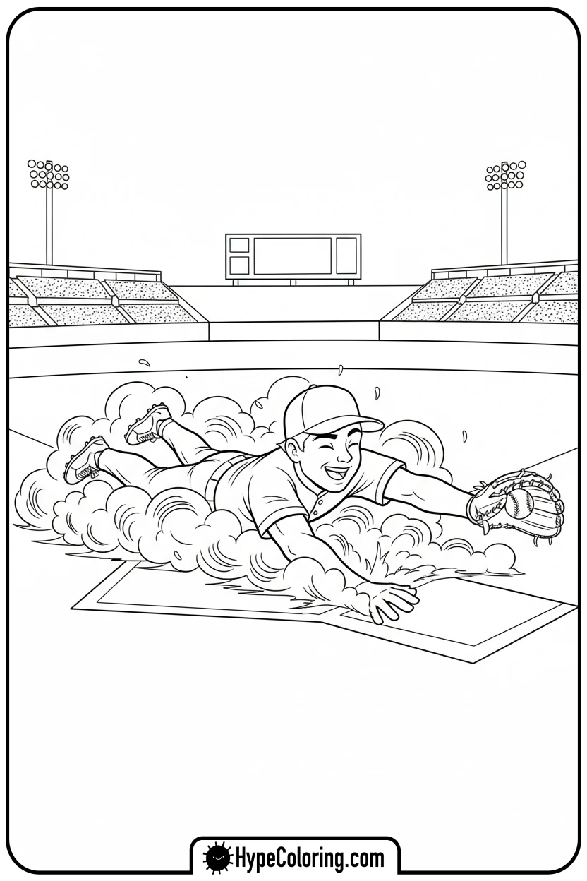 player-sliding-into-home - baseball coloring pages
