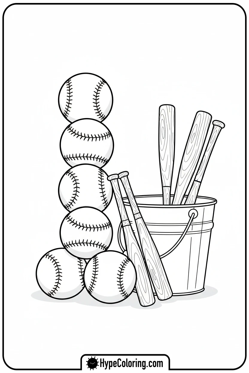 baseball-equipment - baseball coloring pages