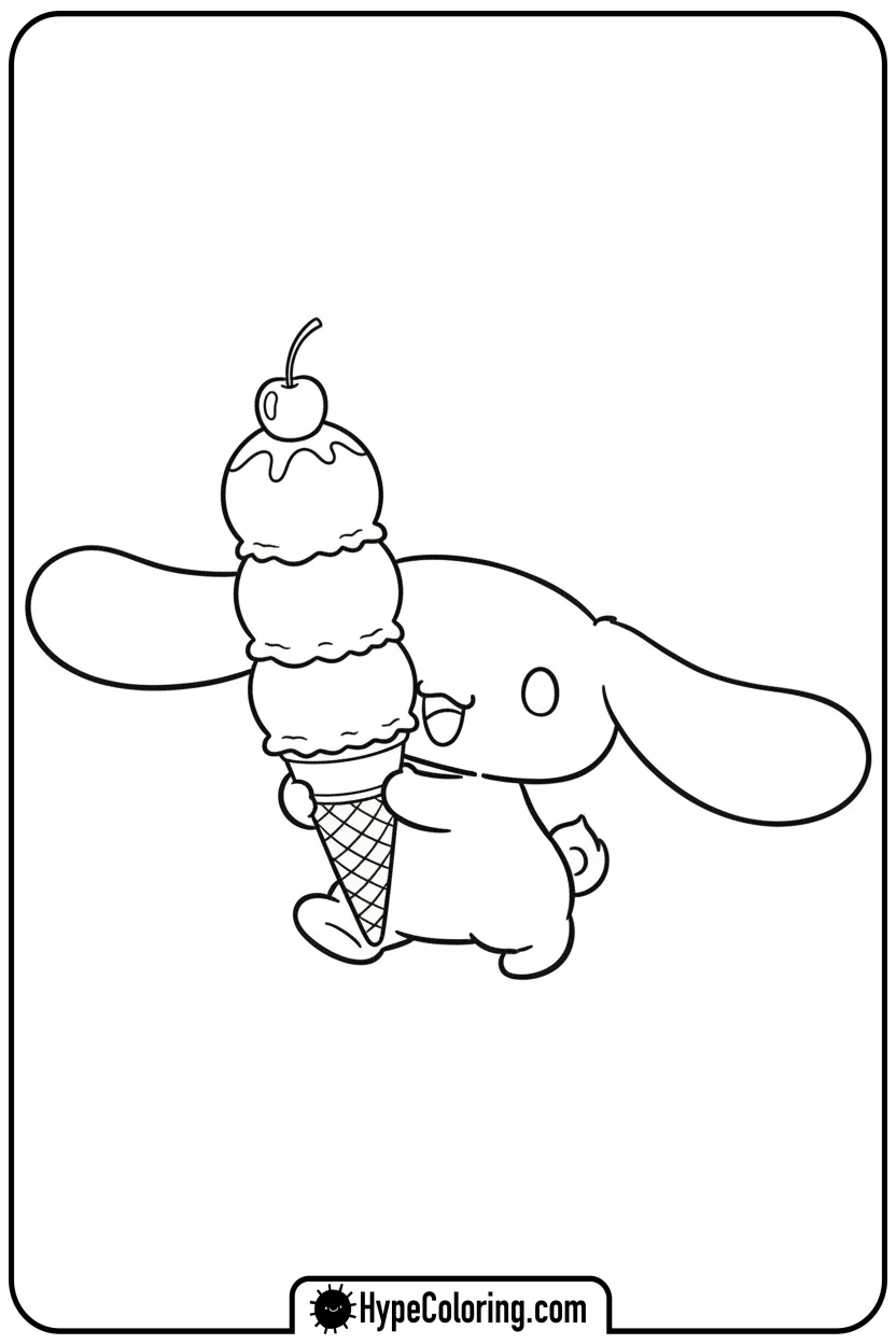 cinnamoroll-with-giant-ice-cream - cinnamoroll coloring pages