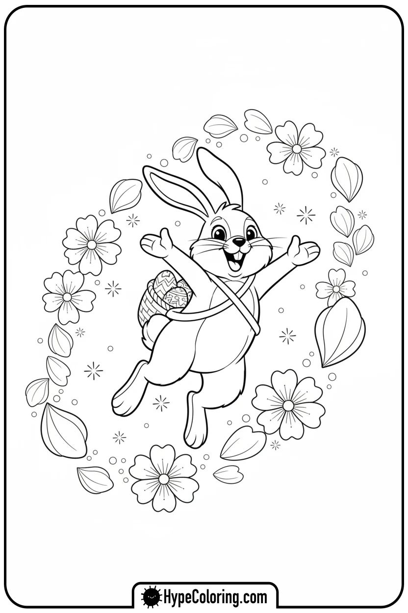 happy-bunny-jumping-in-air - easter bunny coloring book pages