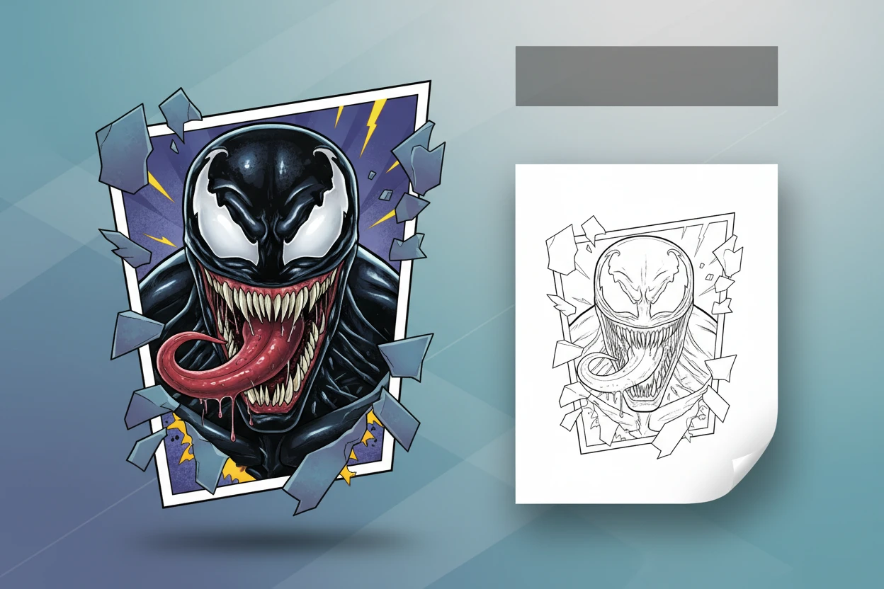 venom-s-head-popping-out-of - venom coloring pages​