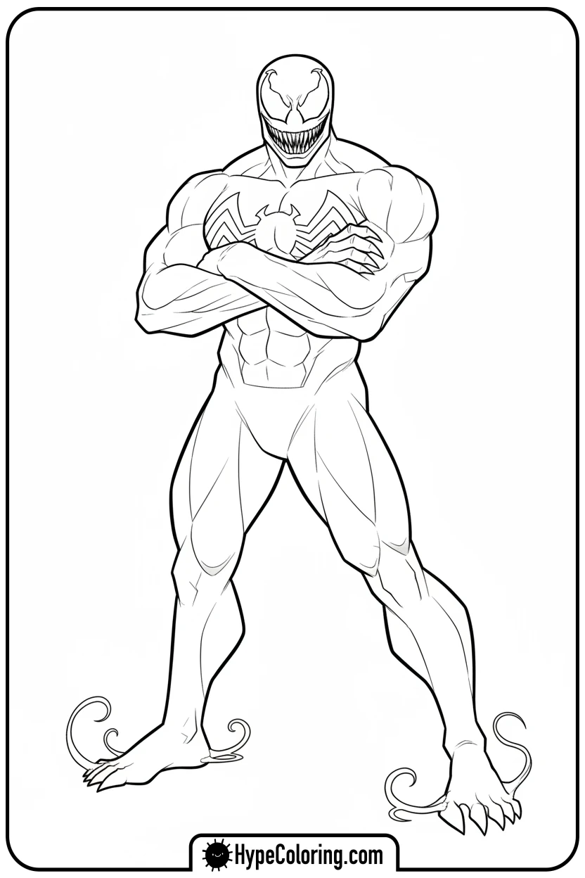 venom-with-arms-crossed - venom coloring pages​