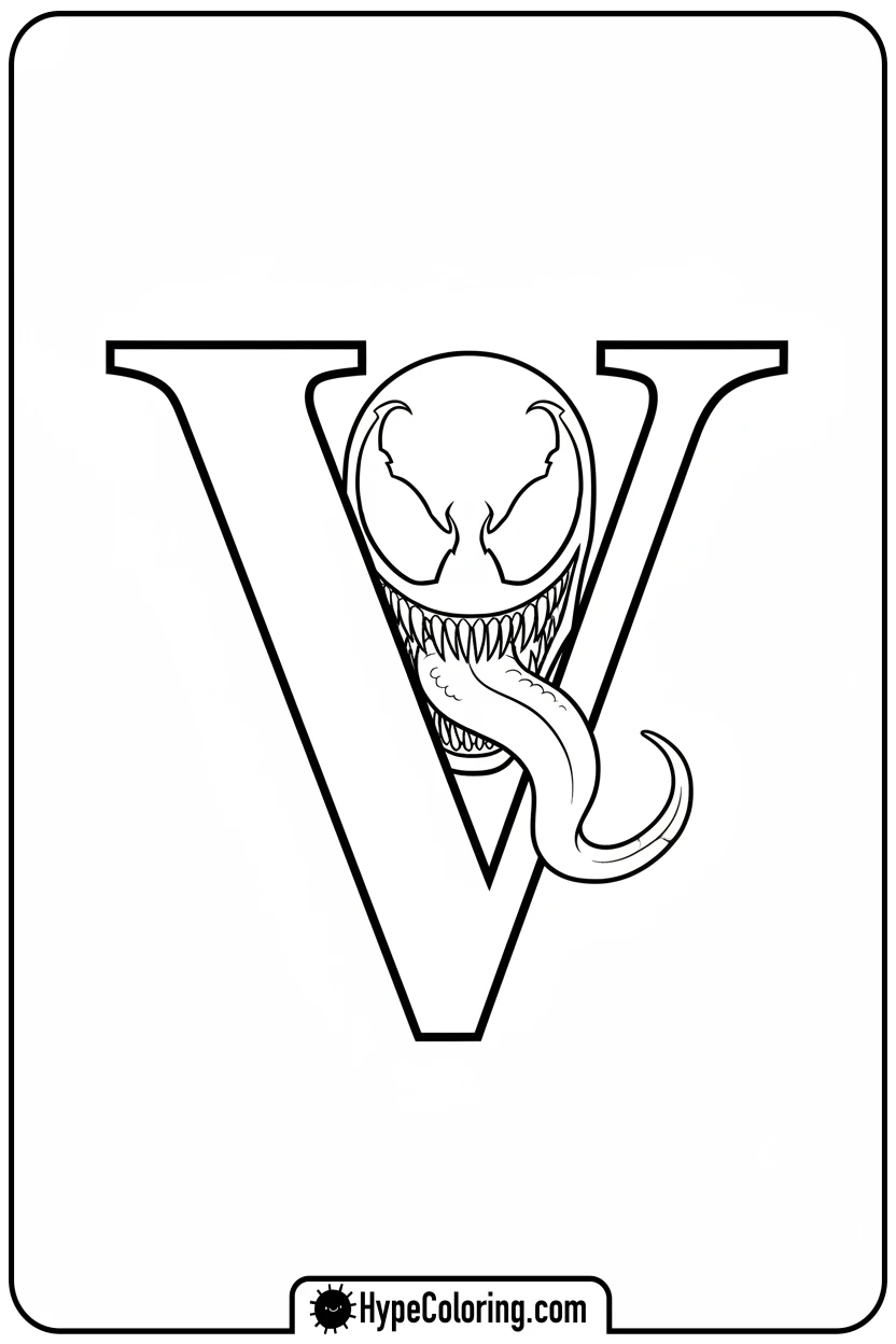 venom-peeking-from-v - venom coloring pages​