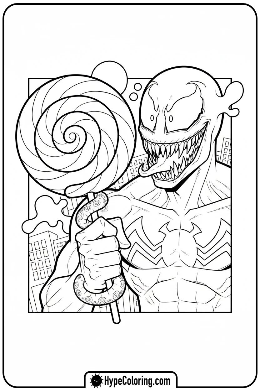 venom-holding-lollipop - venom coloring pages​