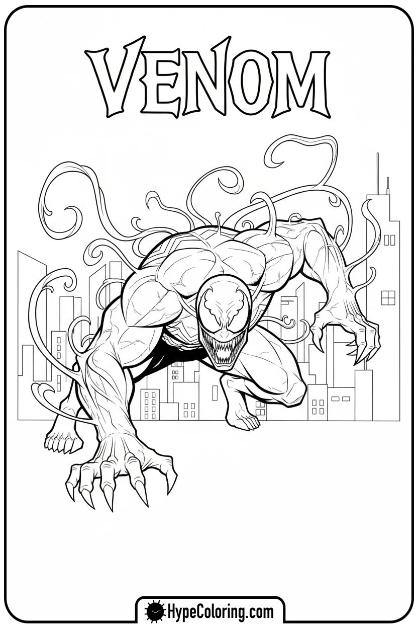 venom-crawling-on-all-fours - venom coloring pages​