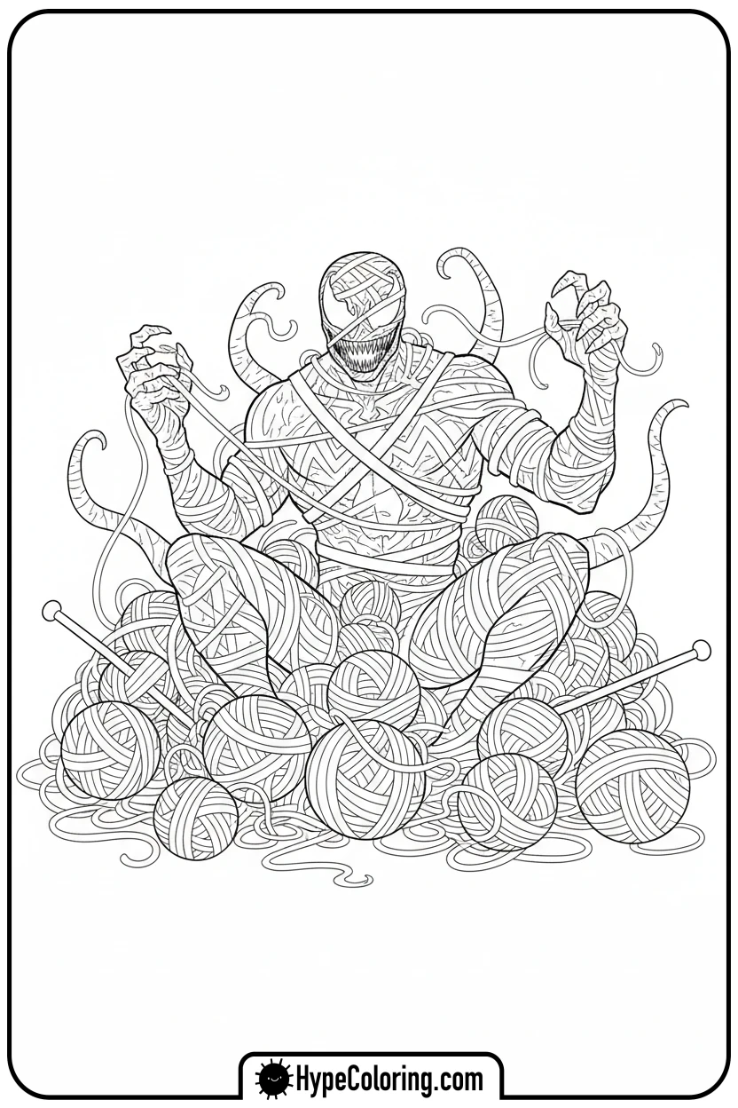 venom-tangled-in-yarn - venom coloring pages​