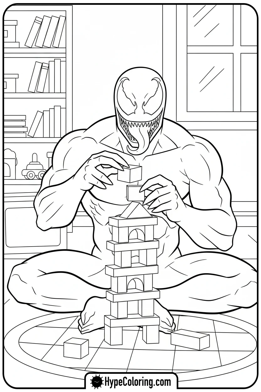 venom-building-block-tower - venom coloring pages​