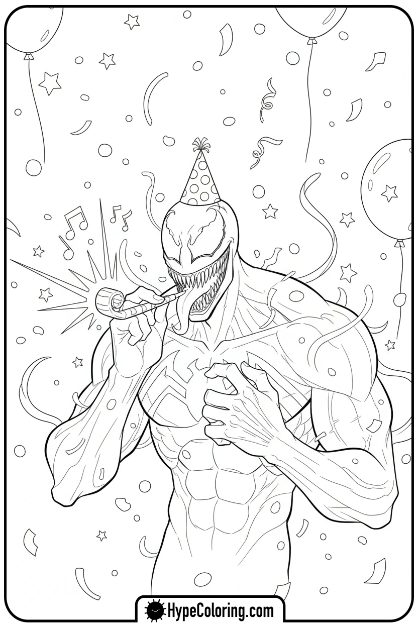 venom-at-party-with-hat - venom coloring pages​