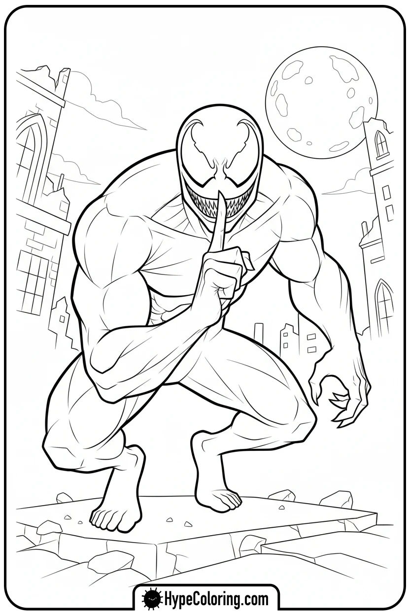 venom-tiptoeing-shhh - venom coloring pages​