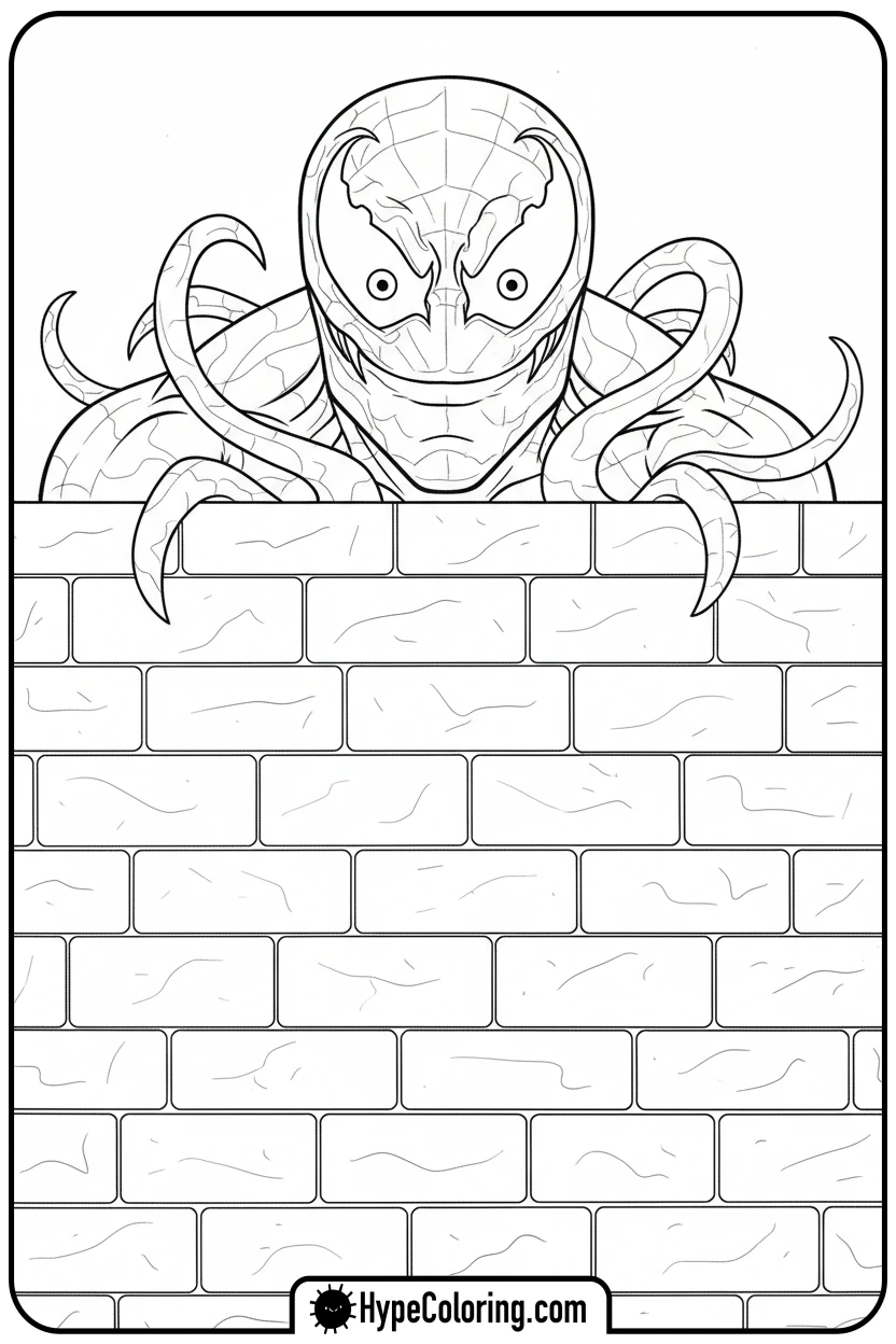 venom-peeking-over-wall - venom coloring pages​