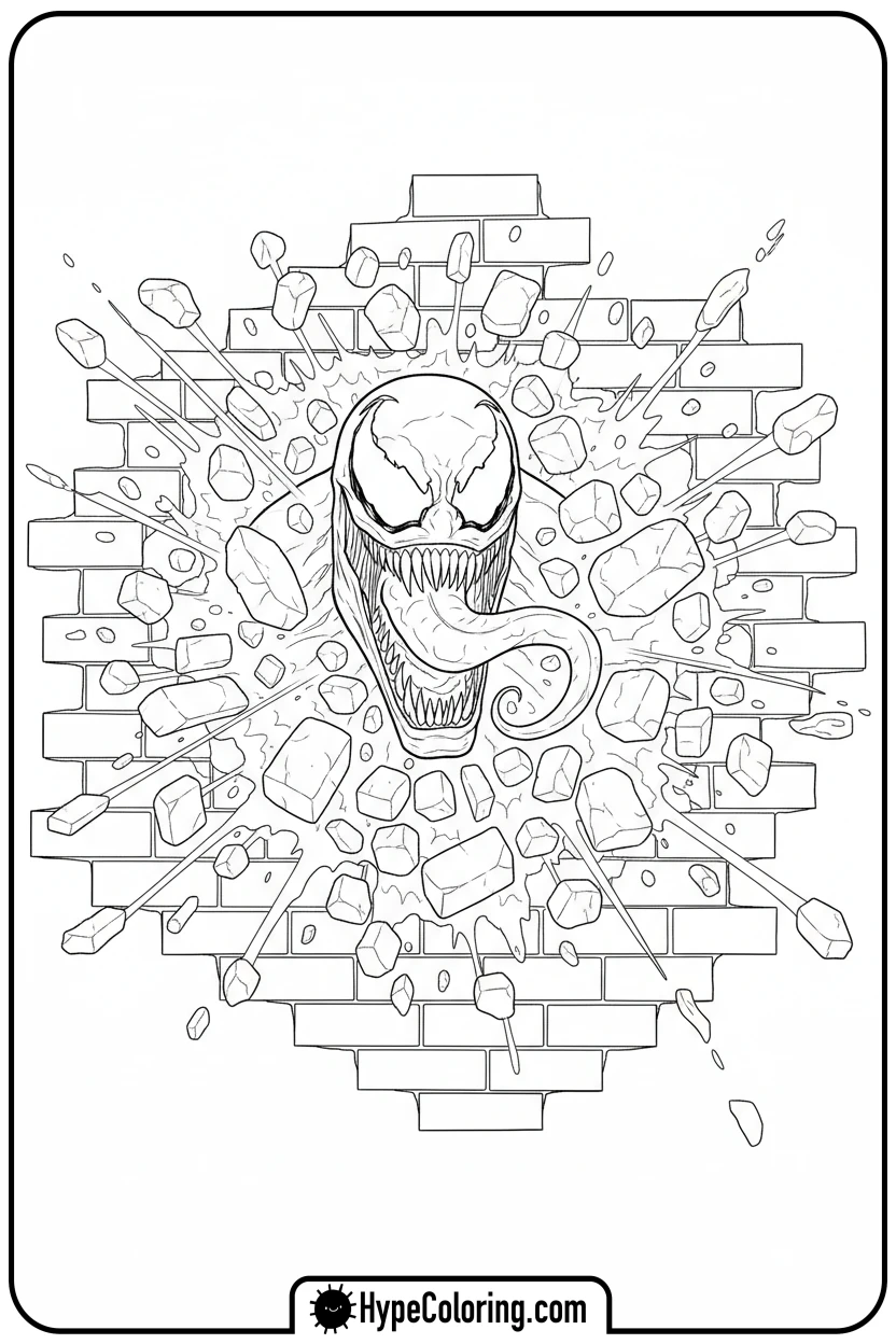 venom-bursting-through-wall - venom coloring pages​