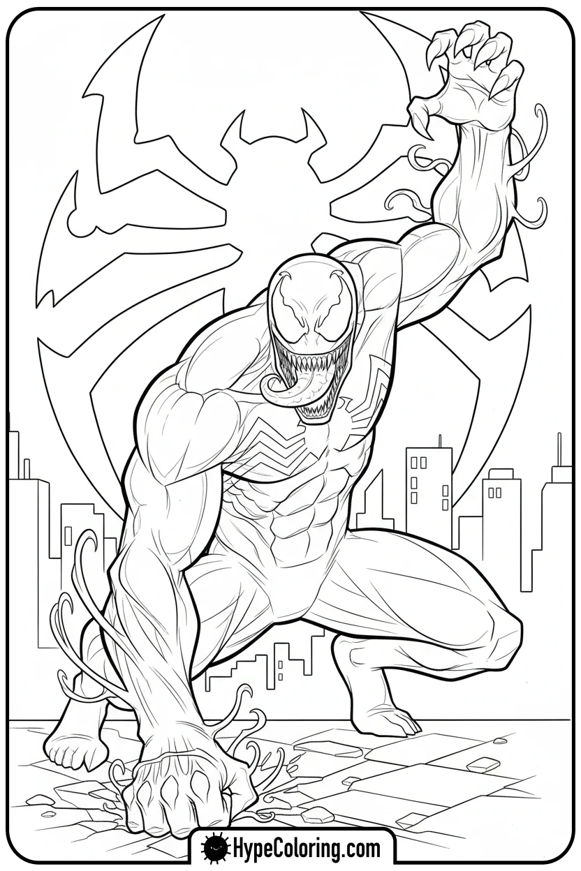 venom-superhero-landing - venom coloring pages​