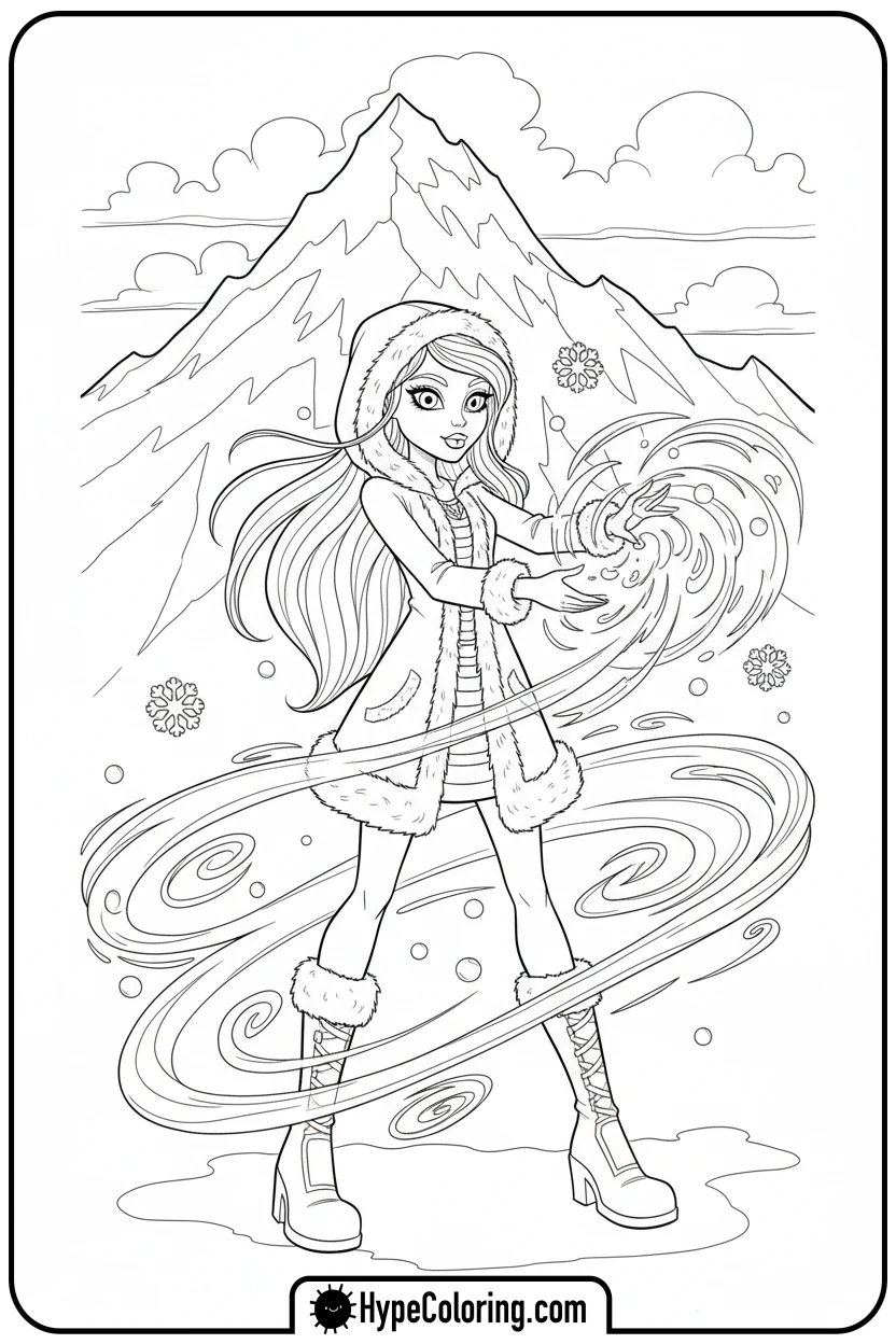Click to download PDF abbey-bominable-creating-snow - monster high coloring pages