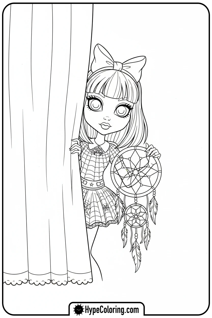 Click to download PDF twyla-with-dream-catcher - monster high coloring pages