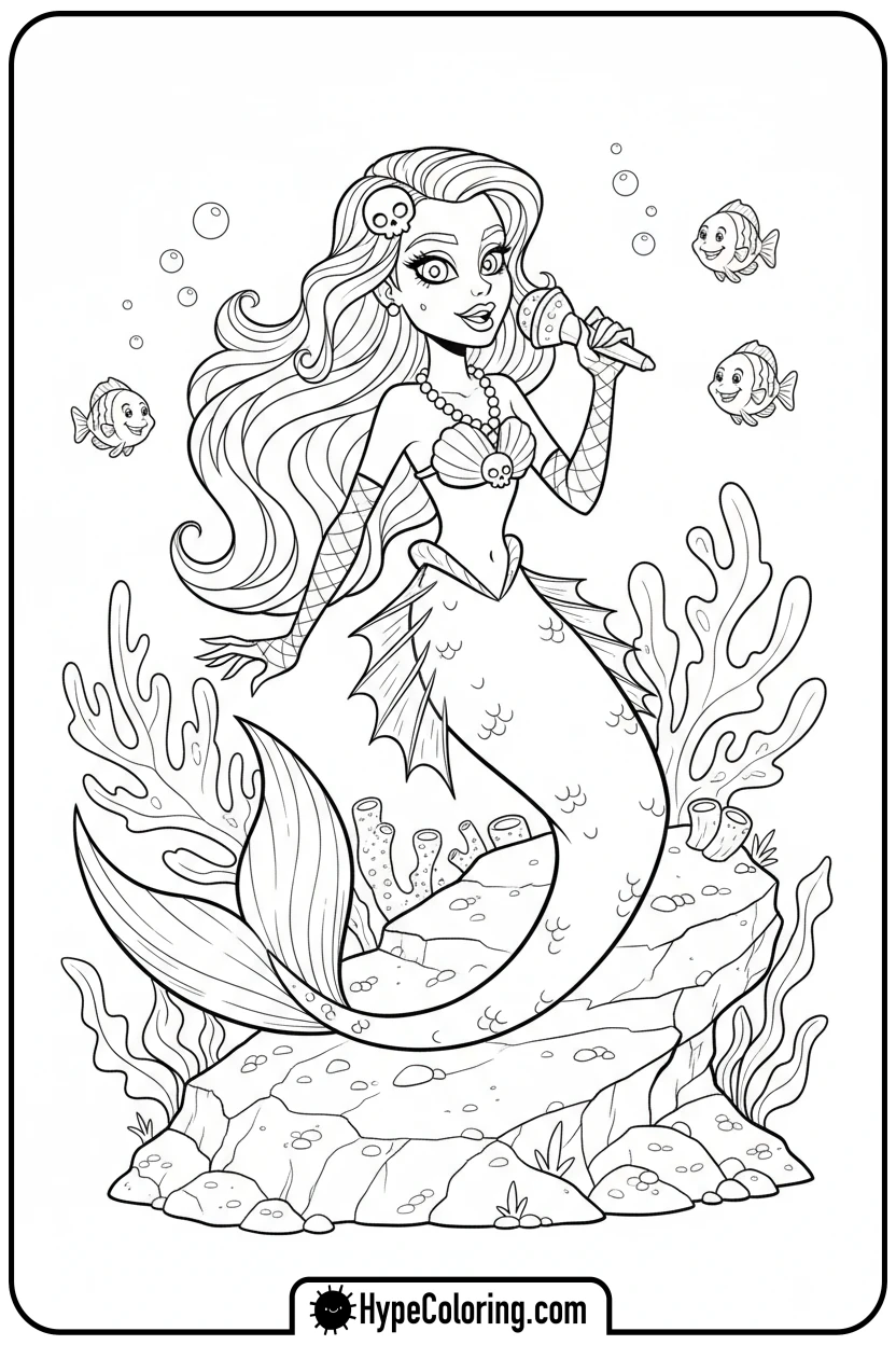 Click to download PDF sirena-von-boo-singing - monster high coloring pages