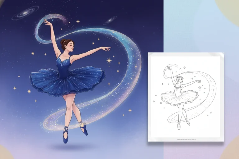 a-ballerina-floating-through-a - ballet coloring pages