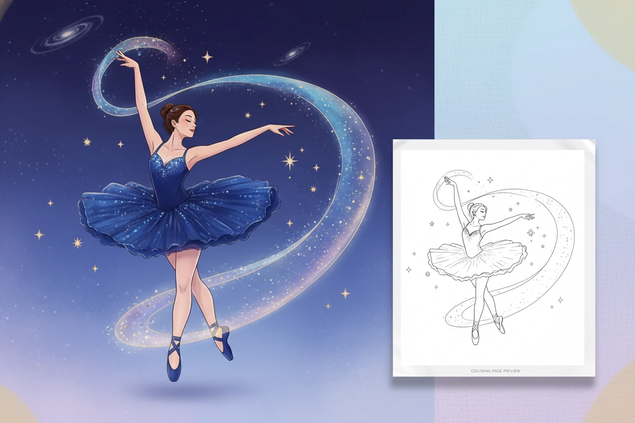 a-ballerina-floating-through-a - ballet coloring pages