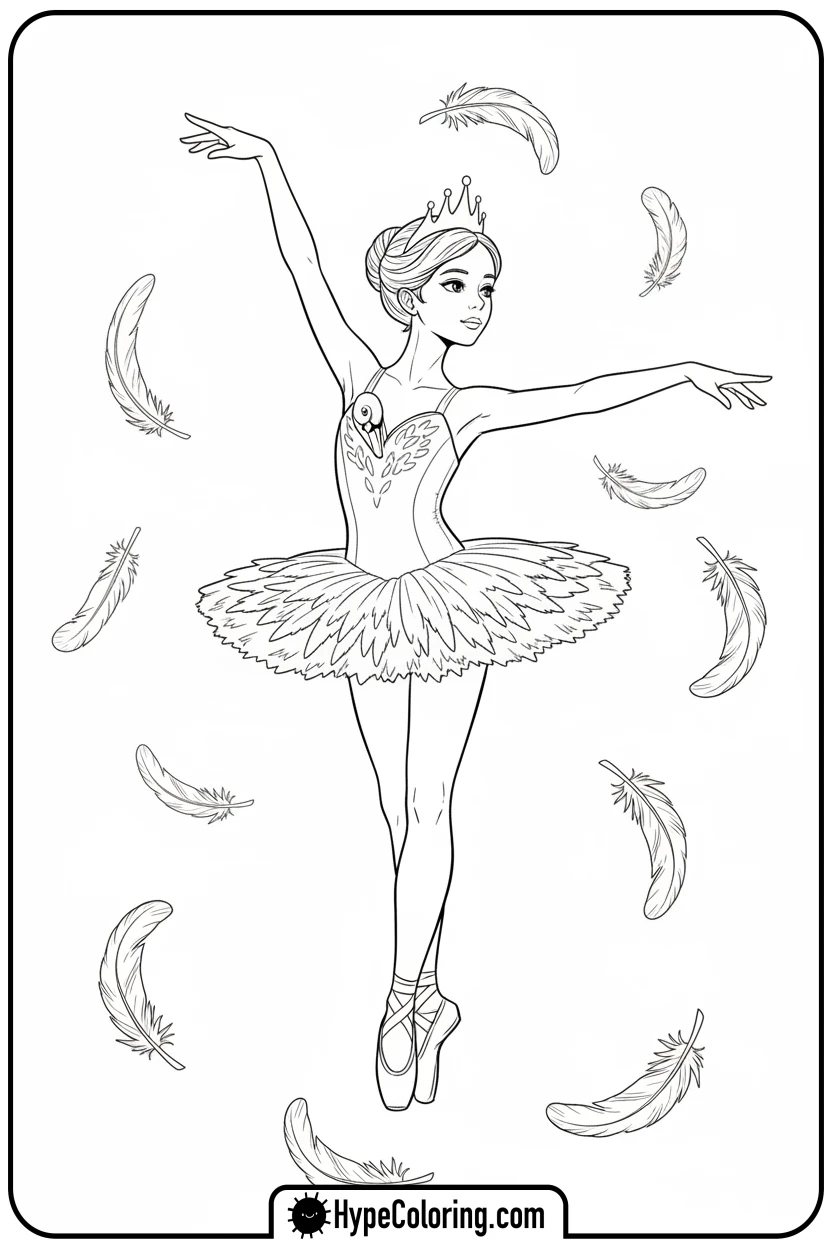 swan-ballerina-spinning - ballet coloring pages