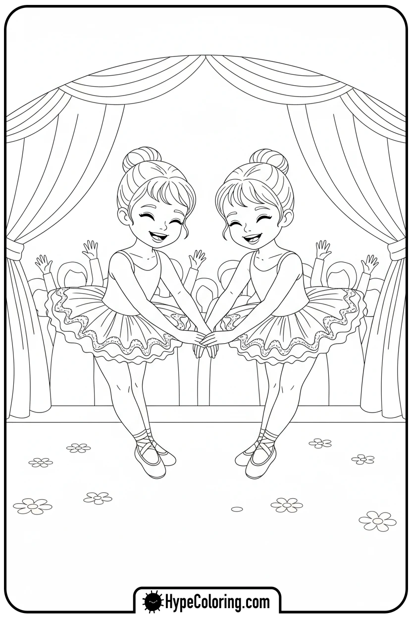 ballerinas-bowing-together - ballet coloring pages