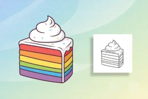 a-rainbow-layer-cake-depicted - cake coloring page