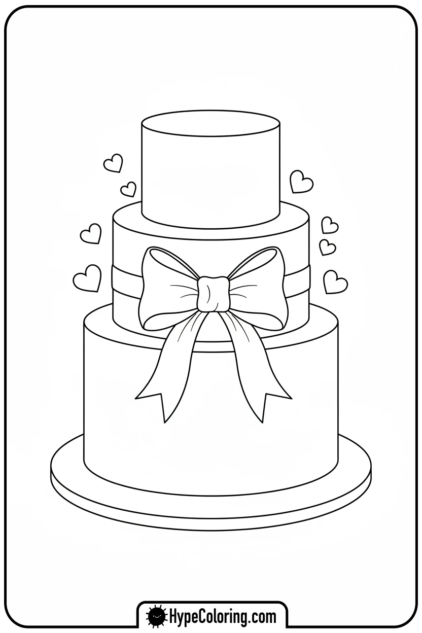 three-tiered-wedding-cake - cake coloring page