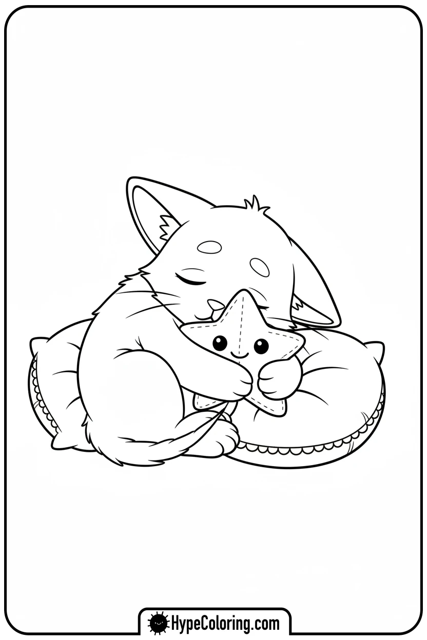 catnap-cuddling-plush-star - catnap coloring page