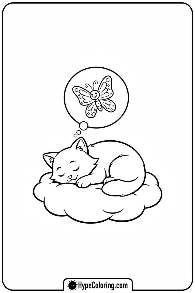 catnap-dreaming-of-butterfly - catnap coloring page