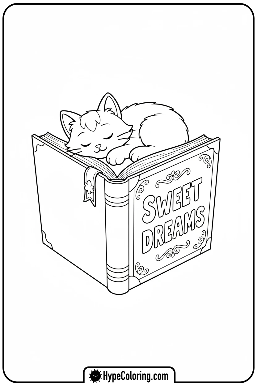 catnap-sleeping-on-storybook - catnap coloring page