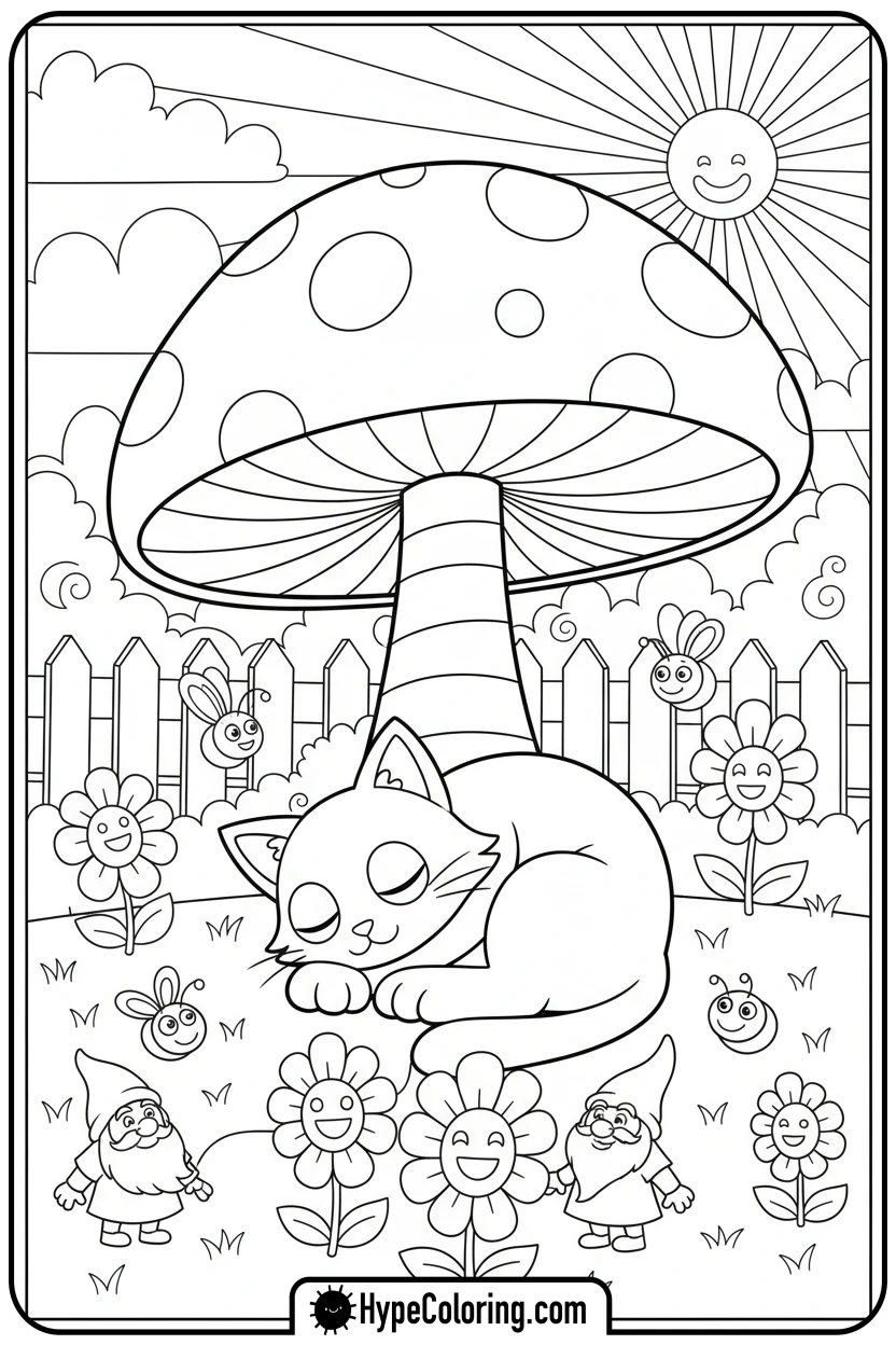 catnap-napping-under-mushroom - catnap coloring page