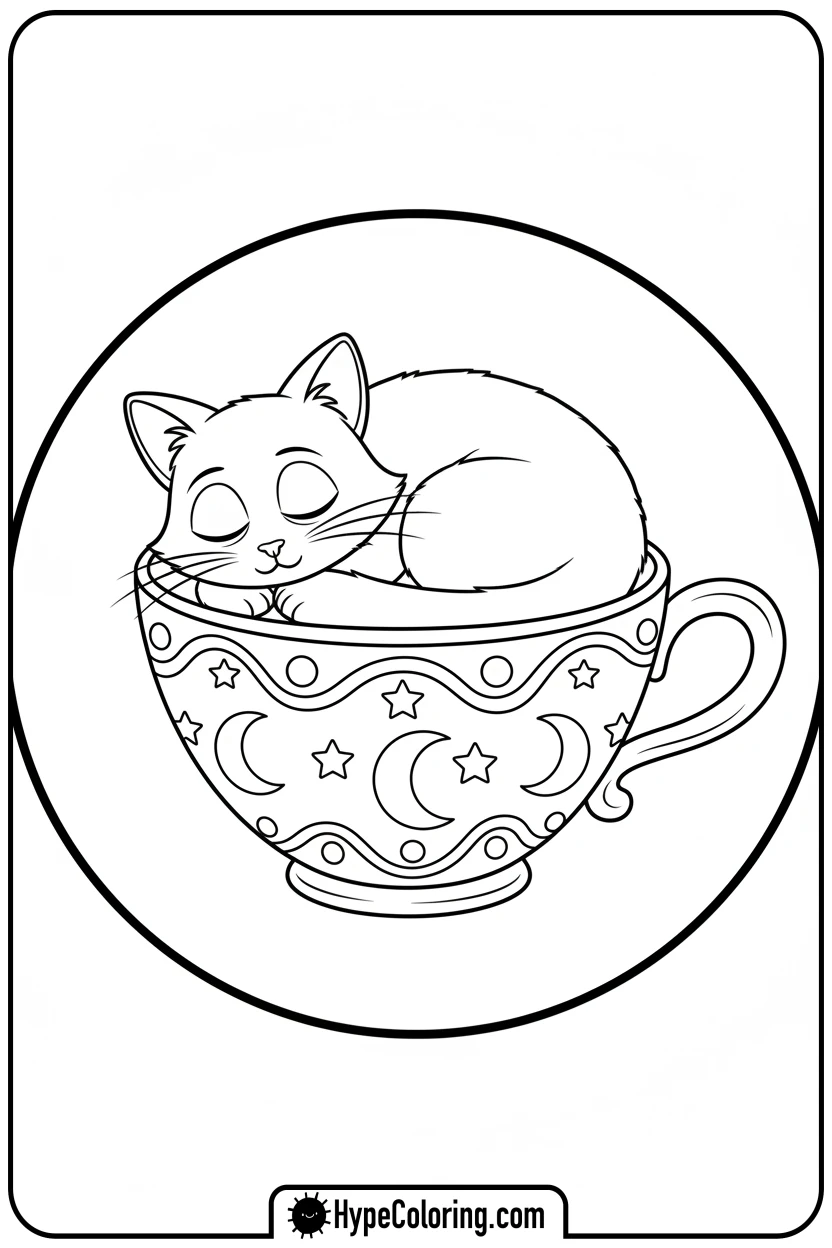 catnap-in-giant-teacup - catnap coloring page