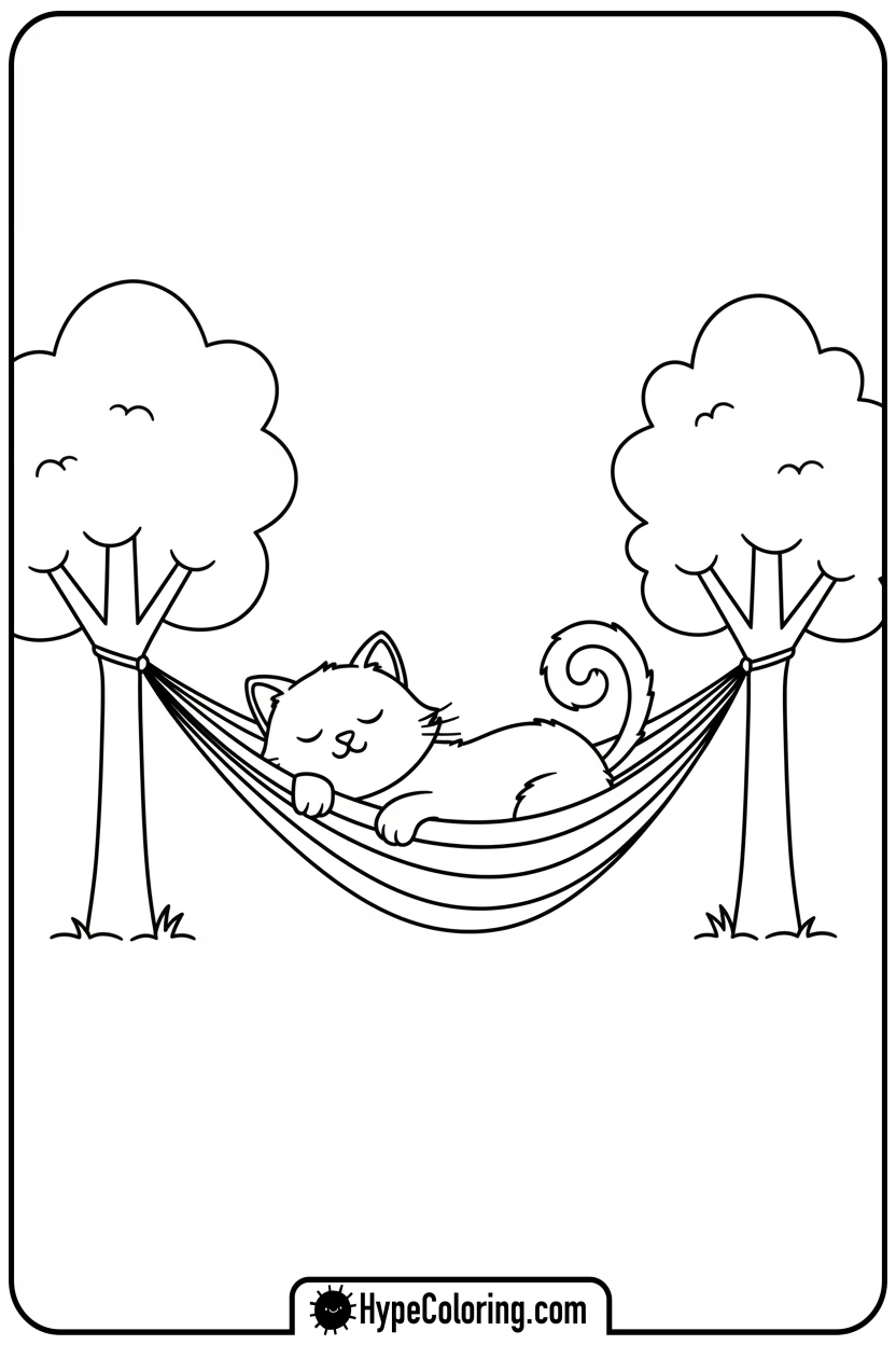 catnap-in-swinging-hammock - catnap coloring page