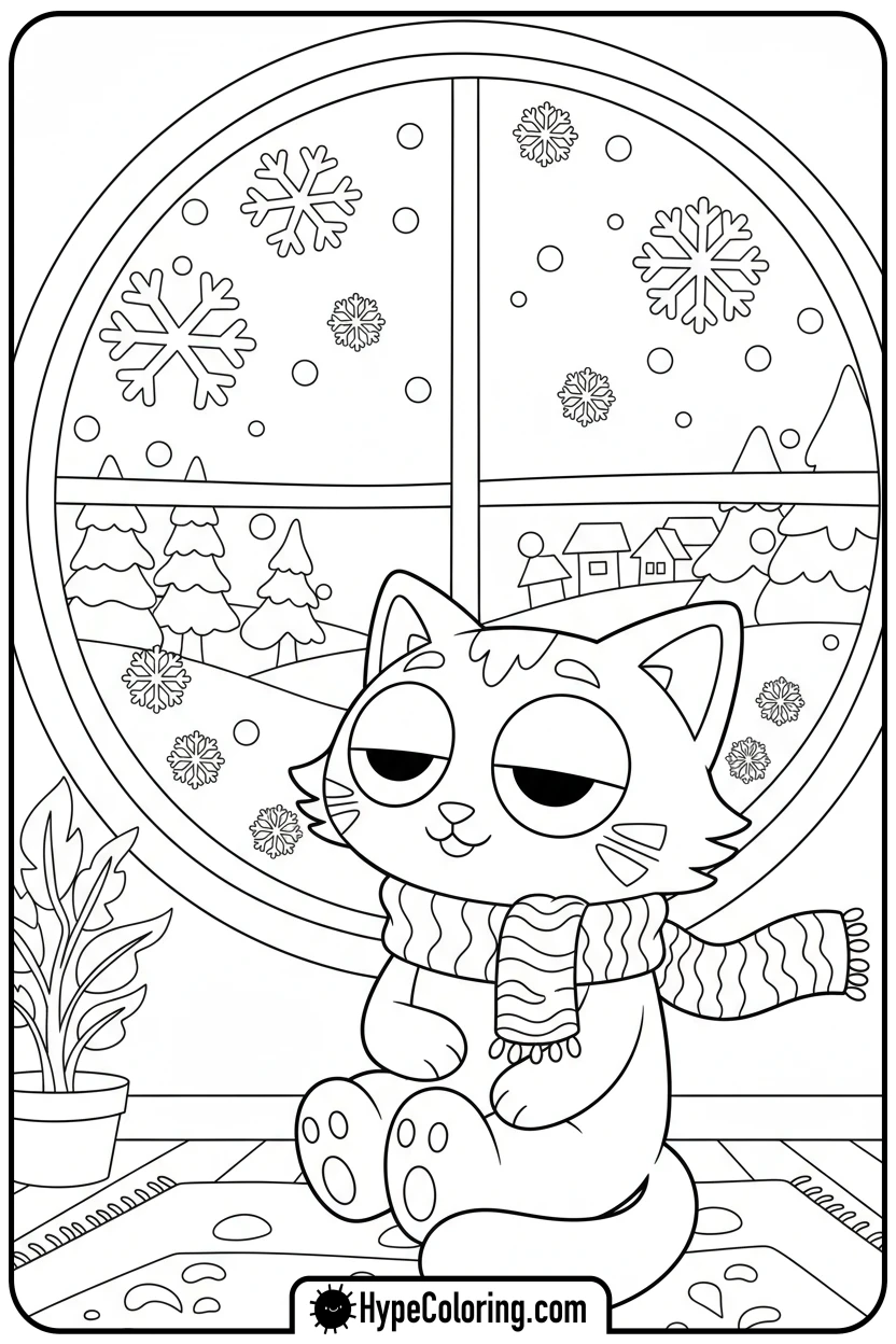 catnap-by-snowy-window - catnap coloring page