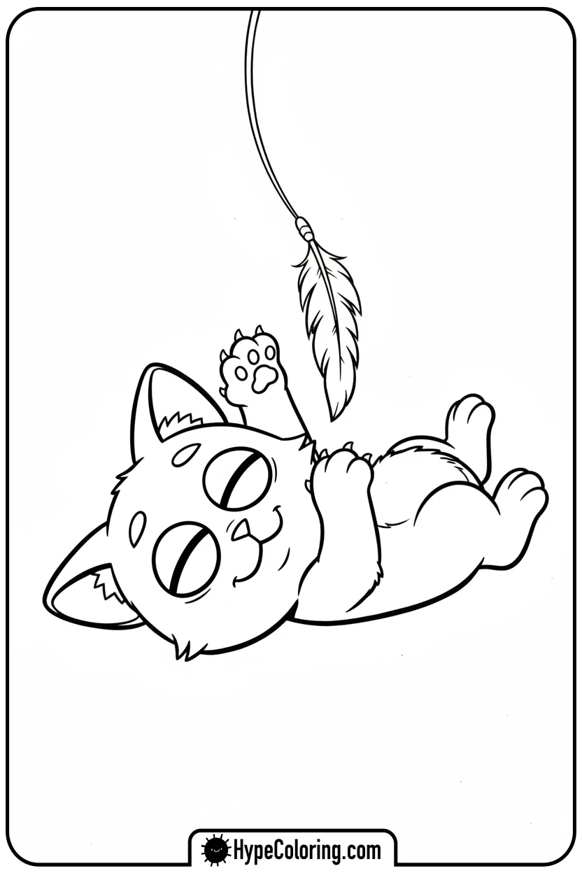 catnap-batting-toy-sleepily - catnap coloring page