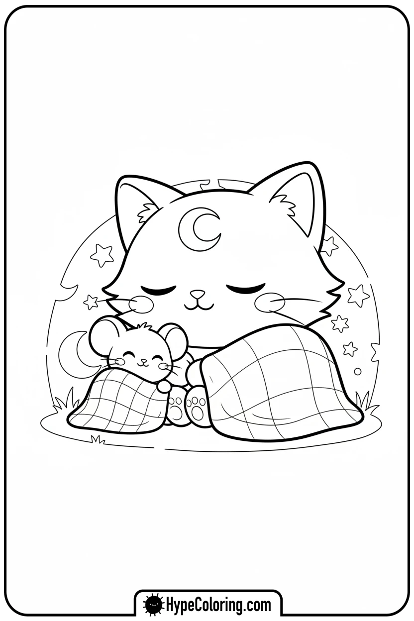 catnap-and-mouse-napping - catnap coloring page