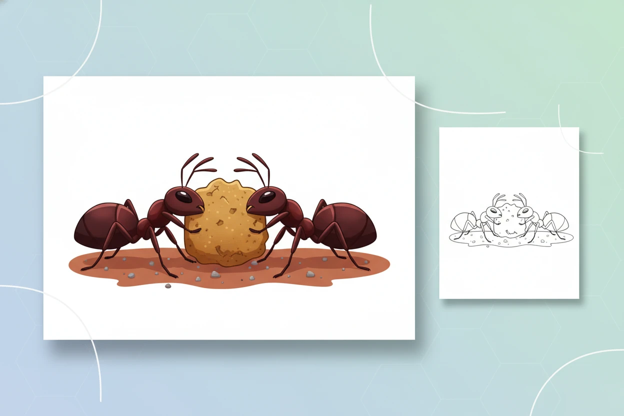 a-line-of-four-strong - insect coloring pages​